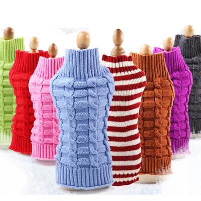 China High Collar Puppy Coat Viable Classic Plain Custom Pet Clothes Twisted 2 Leg Knitwear Dog Sweaters for sale