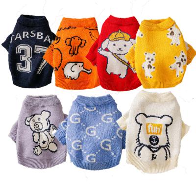 China Winter Cartoon Cat Dog Clothes Warm Knitted Sweater Sustainable Pet Apparel Knitting For Little Yorkie Chihuahua for sale