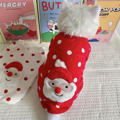 China Winter S-2XL Sustainable Warm Fleece Red Christmas Santa Printed Dog Sweater Puppy Teams Vests Pet Clothes for sale