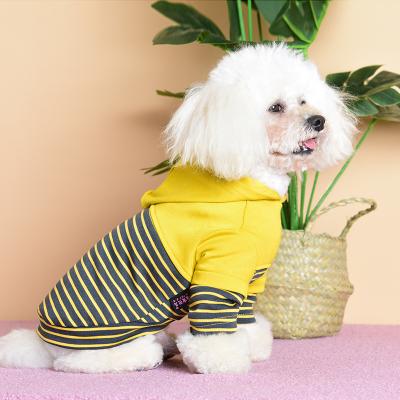 China Viable Wholesale Cute Strip Hooded Pet Clothes Sweater Puppy Outfits Dog Hoodies For Small Medium Dogs for sale