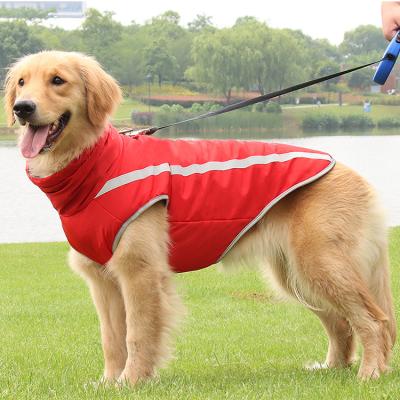 China Sustainable Winter Fleece Striping Adjustable Fur Collar Dog Jacket Reflective Puppy Mans Pet Clothes Coat With Zipper for sale