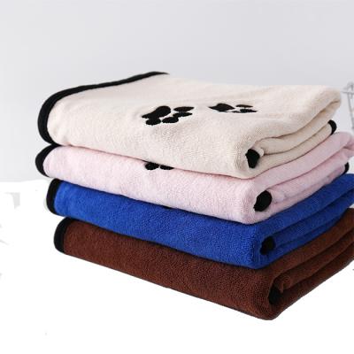 China Wholesale Viable Paw Absorbent Quick Drying Pet Cute Cleaning Embroidered Terry Microfiber Dog Bath Towel Cover for sale