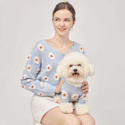 China Sustainable Fashion Winter Stylish Pet Outwear Puppy Knitwear Knitted Sweater Matching Dog and Owner Clothes for sale