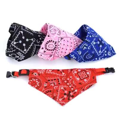 China Sustainable Fashion Durable Adjustable Bandanna Printed Polyester Pet Cat Triangle Scarf Dog Bandana for sale