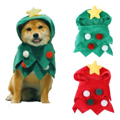 China Sustainable Funny Pet Christmas Costume Onesies Creative Christmas Tree Clothes Hats Dog Apparel Pajamas for sale