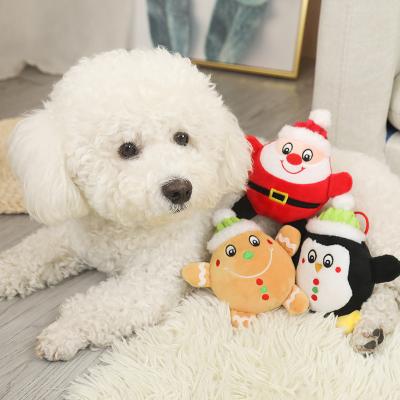 China Plush Stocked Puppies Teething Stuffed Cute Safe Dog Chew Toys Dog Christmas Toys With Squeaker for sale