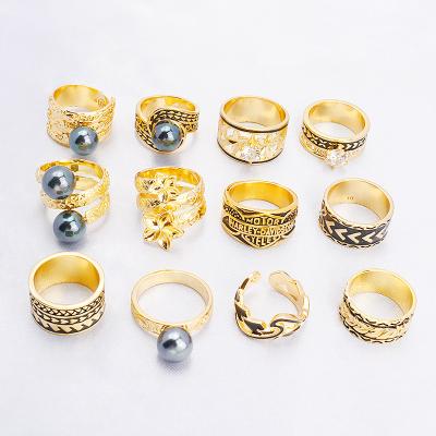 China Hyperbole JXX Stainless Steel Rings and Chunky 18k/24k Gold Plated Stainless Steel with Jewelry Rings Set for sale