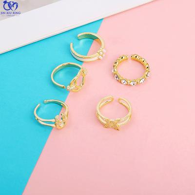 China JXX Korea High Quality Fashion Zircon Ring Jewelry Exquisite Sweet Finger Jewelry 925 Silver Gold Plated Simple Rings For Women And Girl for sale