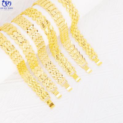 China High Quality JXX Retro Gold Plated Wide Bangle 24K Gold Plated Brass Bangle Link Chain Cuban Chain Bracelets for sale