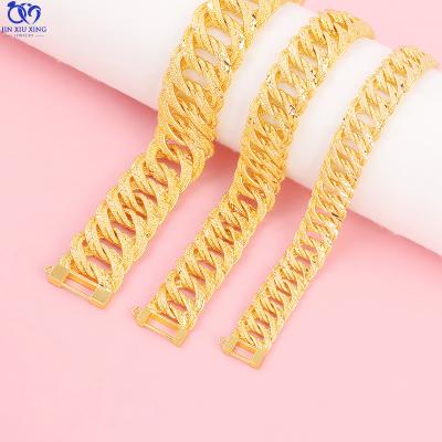 China New Arrived JXX CLASSIC Thick Cuban Chain Bracelet Brass 24k Gold Plated Bracelet For Men Women Jewelry for sale