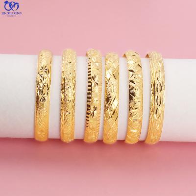 China JXX High Quality Jewelry Fashion Beautifully Embroidered Bangle Bracelet Wedding Bridal 24k Gold Plated Bangle For Women for sale