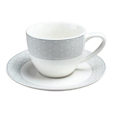 China Viable Square Shape Porcelain Coffee Cup Fine Ceramic Tea Cup And Saucer Set for sale