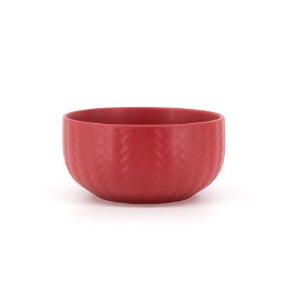 China Sustainable High cost performance glaze embossed ceramic rice bowl, can accept custom big bowls for sale