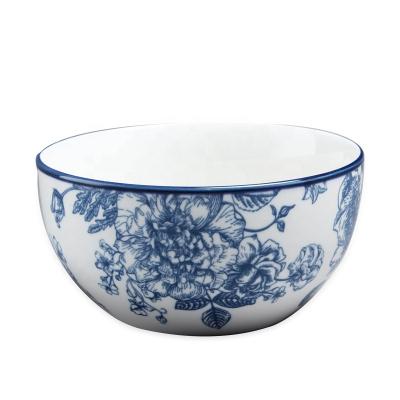 China Disposable Porcelain Print Pad Porcelain Noodle Bowl Ceramic Dinnerware Bowl Sets for sale