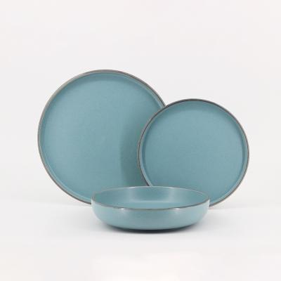 China Sustainable Popular Straight Edge Glazed Ceramic Dishes , Dish Sets Dinnerware With Delicate Color Feel for sale