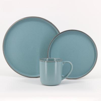 China Sustainable continuous use of straight edge ceramic dishes, dishes set delicate tableware color glaze craft for sale