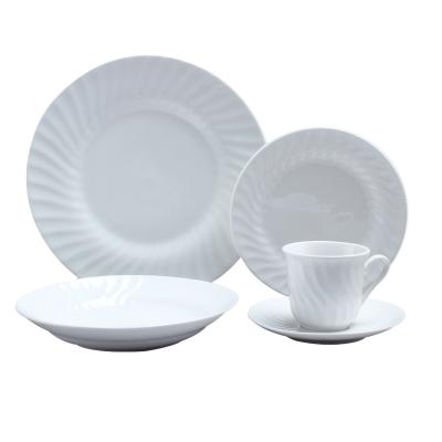 China Viable Luxury Porcelain Dinnerware Set Competitive Price Porcelain Dish Ceramic Embossed Party Tableware for sale