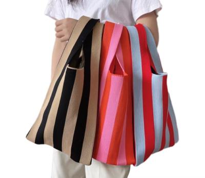 China Others New Contrast Striped Color Knitted Fashion Shoulder Bag Women's Single Armpit Shopping Handbags for sale