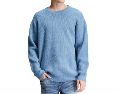 China New Autumn Winter QUICK DRY Solid Color Ribbed Knitted Casual Long Sleeve Round Neck Sweater Men Plus Size Mens Clothing for sale