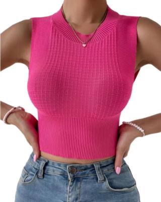 China New Solid Color QUICK DRY Backless Short Knitted Vest Ribbed Sweater Fashionable Sexy Crop Top Woman for sale