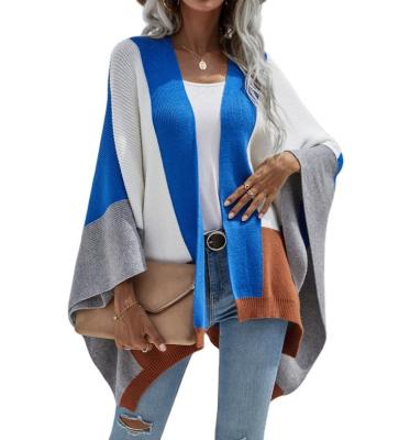 China QUICK DRY OEM/ODM Customized New Plaid Contrast Color Loose Warm Coat Oversized Women's Cardigan Sweaters Shawl for sale