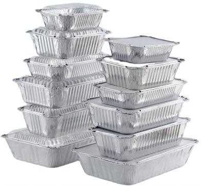 China Food packaging 3003 3004 225ml 230ml 450ml 600ml aluminum foil food box container disposable aluminum foil takeaway box for food for sale