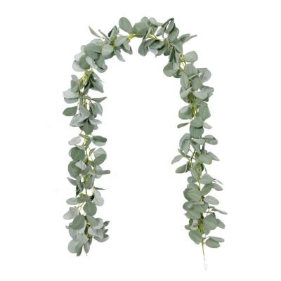 China QSLH-GE700 New Customized Realistic Foliage Garland Artificial Green Flocking Leaves Lambs Ear Garland for sale