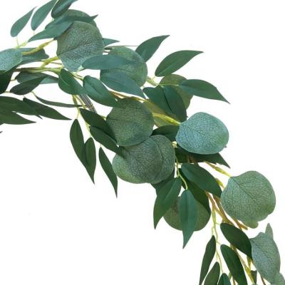 China Realistic Silk Leaves Garland Artificial Eucalyptus Leaves for Wedding Home Decor for sale