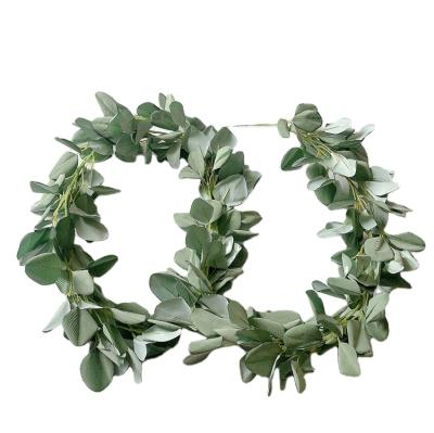 China QSLH-T048 Chic And Timaless New Product Eucalyptus Wedding Backdrop 180cm Flocked Artificial Eucalyptus Garland for sale