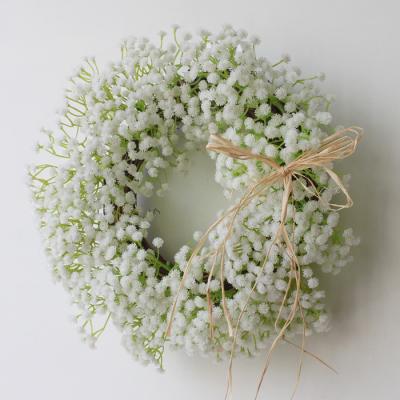 China QSLH-A3322 Plaza Flower Decorative Wreath Artificial Babysbreath Wreath For Summer Wreath for sale