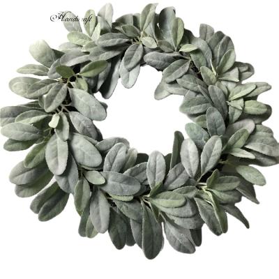 China Wedding Home Decor QSLH-T050 Christmas Amazon Customized Artificial Garland Lambs Ear Wreath For Door Wedding Christmas Wreath for sale