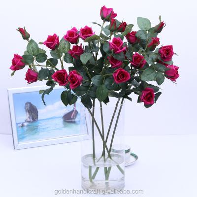 China Artificial Flower 5 Heads Artificial Flowers Real Touch Rose Long Stem Artificial Roses for sale