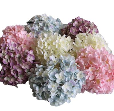 China Wholesale Durable Artificial Silk Hydrangea Flower Head Hydrangea Flower For Wedding Decoration for sale