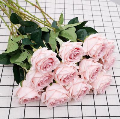 China Silk Flower Bouquet Rose Flowers Artificial Flowers Single Rose for Wedding Rose for sale