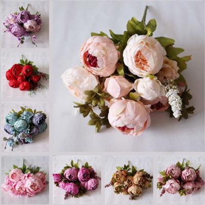 China Hot Sale Real Touch Realistic Silk Artificial Peony Wedding Plastic Flower Bouquets for sale