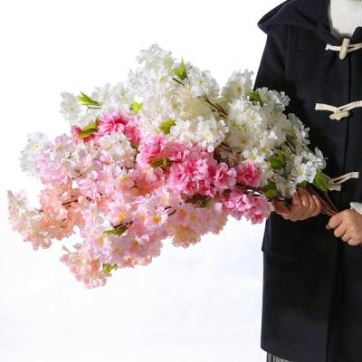 China Different Types Realistic Cherry Blossom Tree Branch Artificial Silk Sakura Flower For Wedding Decor for sale