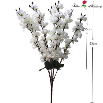 China Wedding/Home Decorative Artificial Forks Cherry Blossom For Home Wedding Silk Flower 7 Peach Flower Decoration S0082 for sale