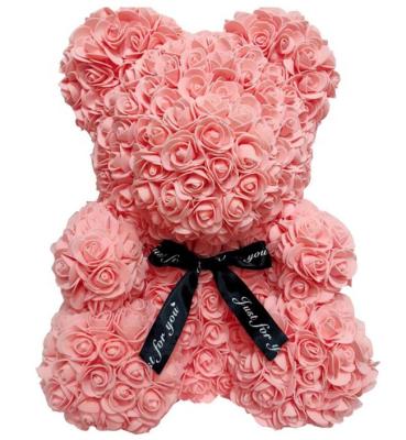 China 2019 realistic hot sale Teddy Bear Foam Roses Flower supports valentines gifts for sale