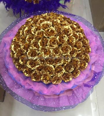 China 9 flowers; 11flowers; 13flowers; 19flowers; 20flowers; 29flowers; etc Wholesale 24k Gold Flower Rose Bouquet Artificial 24K Gold Rose for sale