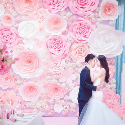 China Handmade Artificial Flower Large Paper Flower Wall For Wedding Decoration for sale