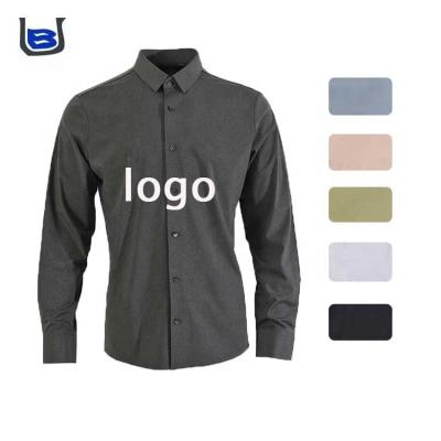 China Customized Colors Breathable Long Sleeve Business Casual Shirts Mens Slim Fit Shirt Men for sale