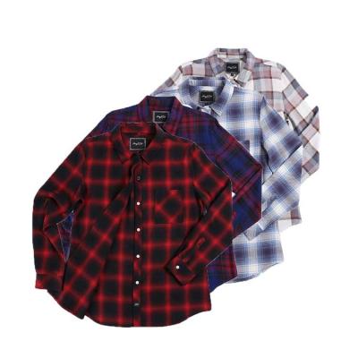 China Wholesale Lady's Breathable Check Lapel Custom Logo Long Sleeve Casual Flannel Shirt for sale