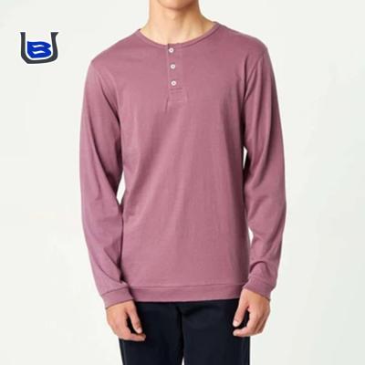 China SUPIMA FABRIC customized modern wholesale henley cotton supima casual T-shirts L/S tank top for men for sale