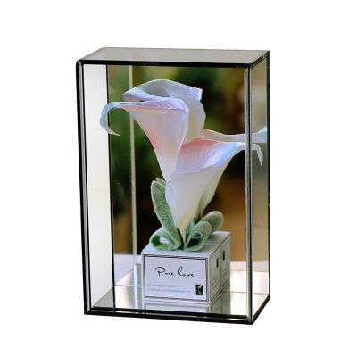 China Real Rose Wholesale romantic preserved calla lily with box glass preserved flower wedding decorative artificial calla lily dry immortal flower for sale