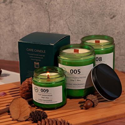 China Green Glass Smokeless Birthdays Gift Scented Candles Household Products Smokeless Soy Wax Scented Candles Wholesale for sale