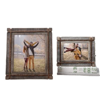 China Vintage Eco-Friendly Style Rustic Looking Wood Frames Decorative Distressed Picture Frame Wood Bulletin Board Table Top Or Wall Picture Frames for sale