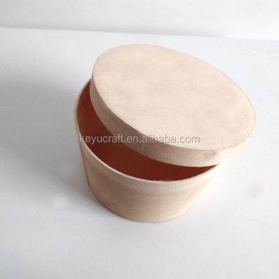 China Handmade Round Shape Wooden Veneer Box Cheese Box for sale