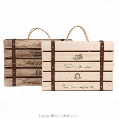 China Solid wood packing wooden wine bottle packaging box for wine bottle with glazed color and silk screen logo for sale