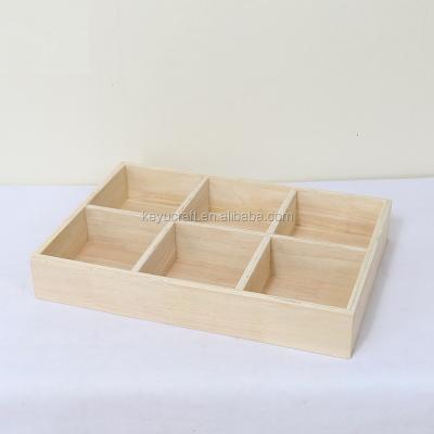 China Paulownia Wood Or Customized Wooden Dried Fruit Dish With 6 Compartment Tray for sale