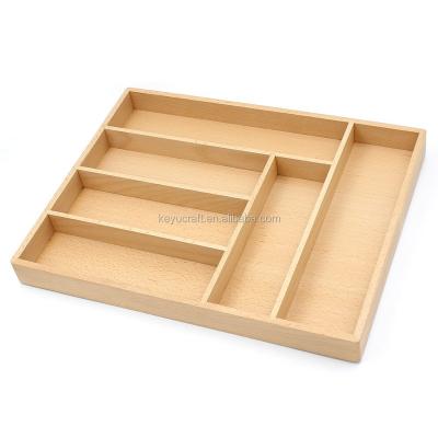 China Sustainable Kitchen Drawer Wooden Cutlery Tray Organizer for sale